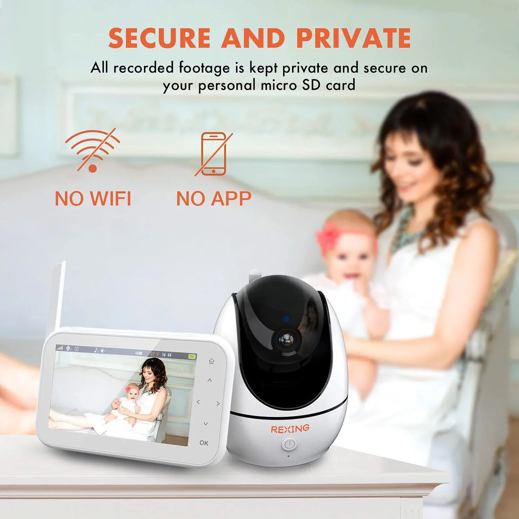 Rexing BM1 Baby Monitor w/ Recording Capabilities 4.5" IPSize Display