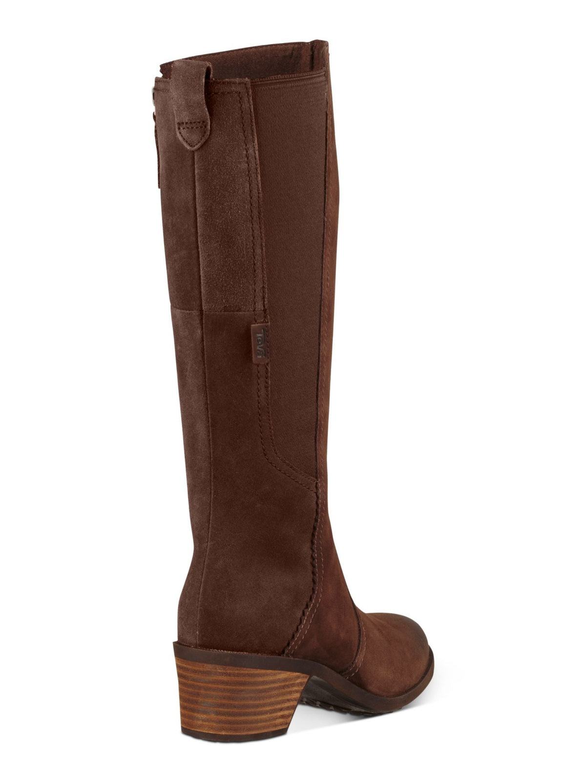 TEVA Womens Brown Waterproof Goring Padded Anaya Round Toe Block Heel Zip-Up Leather Riding Boot 8