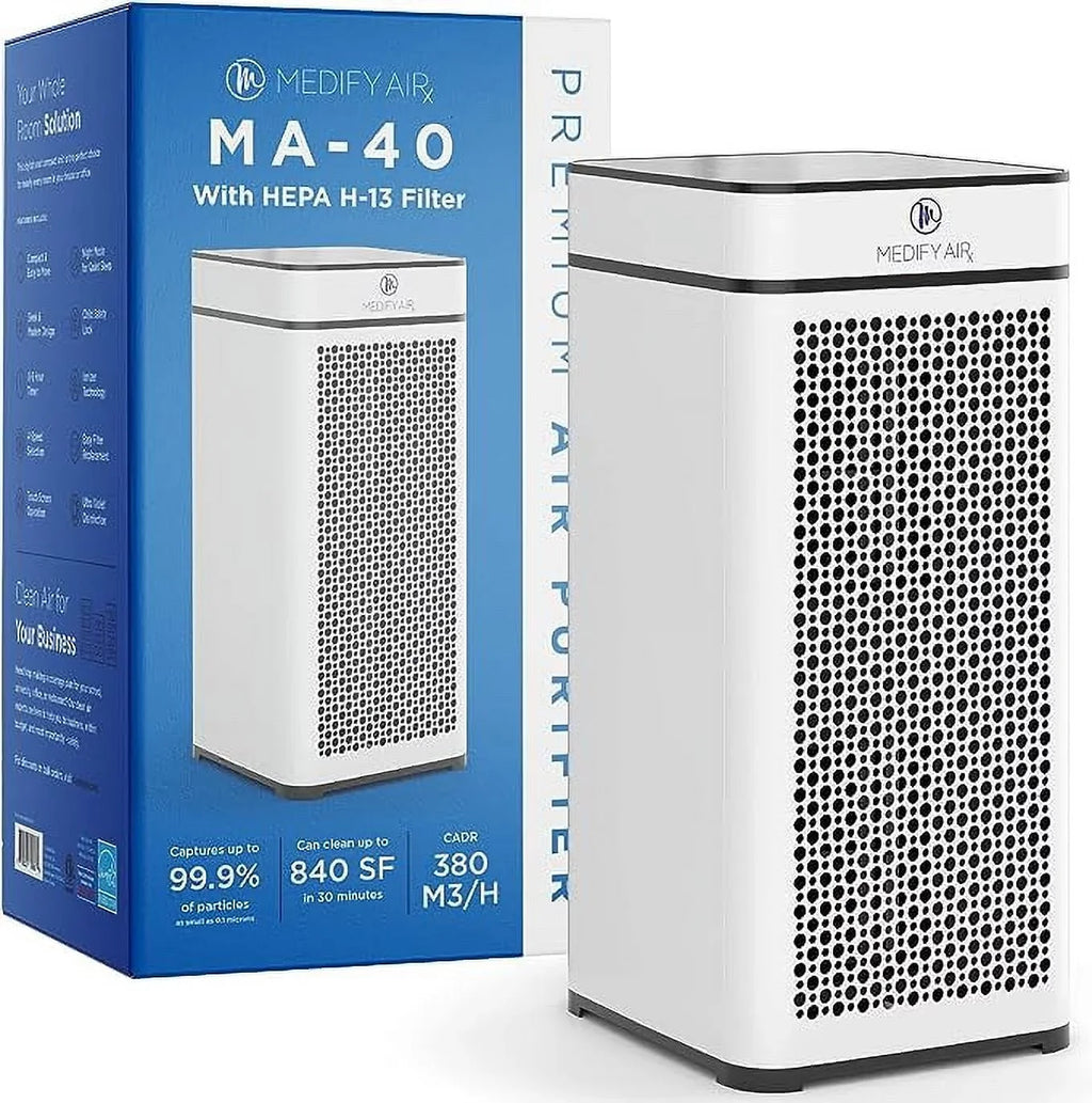 Open Box Medify Air Purifier True HEPA H14 Filter UV Light 840 sq ft MA-40-UV-W1 - Ivory