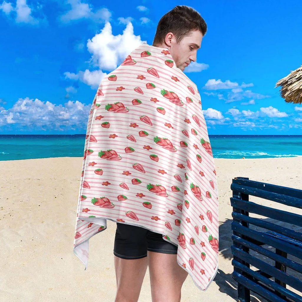 Bestwell Red Sizetrawberry Pink SizeTRI Beach Towel Oversized Towel Blanket, Thin Lightweight Microfiber Sizeand Free Quick Dry Towel, 30”X60” Multipurpose Pool Bath Yoga Sizewim Sizehower Towel