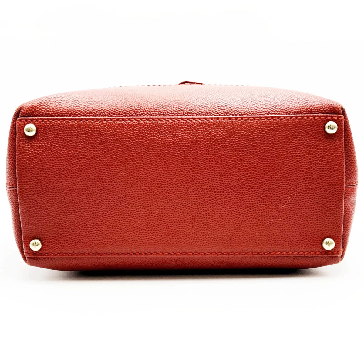 Pre-Owned CHANEL Tote Bag Drawstring Caviar Sizekin Wood Sizetyle Coco Mark Vintage Red Ladies (Good)