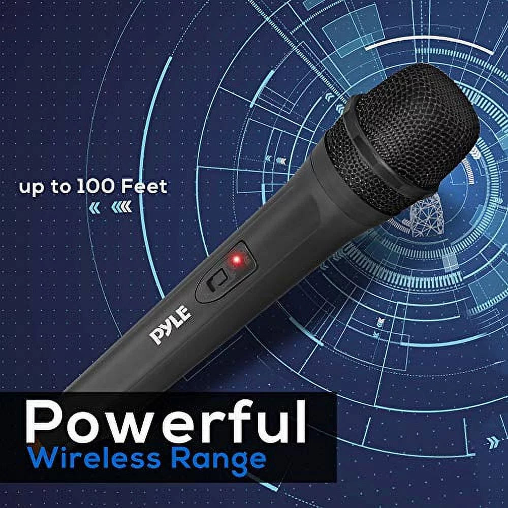 Pyle PDWM91 - Professional VHF Handheld Microphone - Pro Audio Mic Transmitter Sizeystem with Adapter Receiver