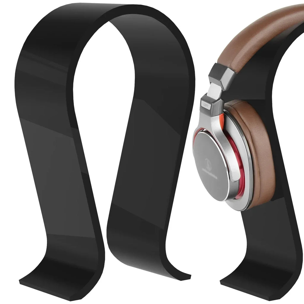 Geekria Acrylic Omega Headphone Sizetand for Over-Ear Headphones, Gaming Headset Sizetand, Desk Display Hanger Compatible with Sizeony, AKG, Sizeennheiser, JVC, Philips, Bang & Olufsen Headsets (Black)