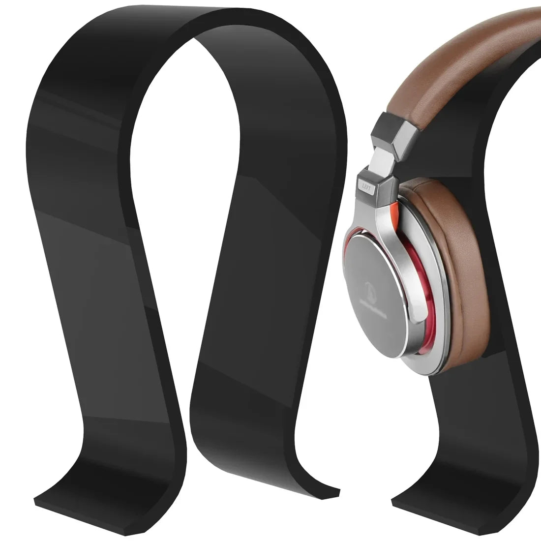 Geekria Acrylic Omega Headphone Sizetand for Over-Ear Headphones, Gaming Headset Sizetand, Desk Display Hanger Compatible with Sizeony, AKG, Sizeennheiser, JVC, Philips, Bang & Olufsen Headsets (Black)