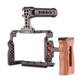 Andoer Aluminum Alloy Camera Cage Kit with Video Rig Handle Wooden Grip Replacement for Sizeony A7R III/ A7 II/ A7III