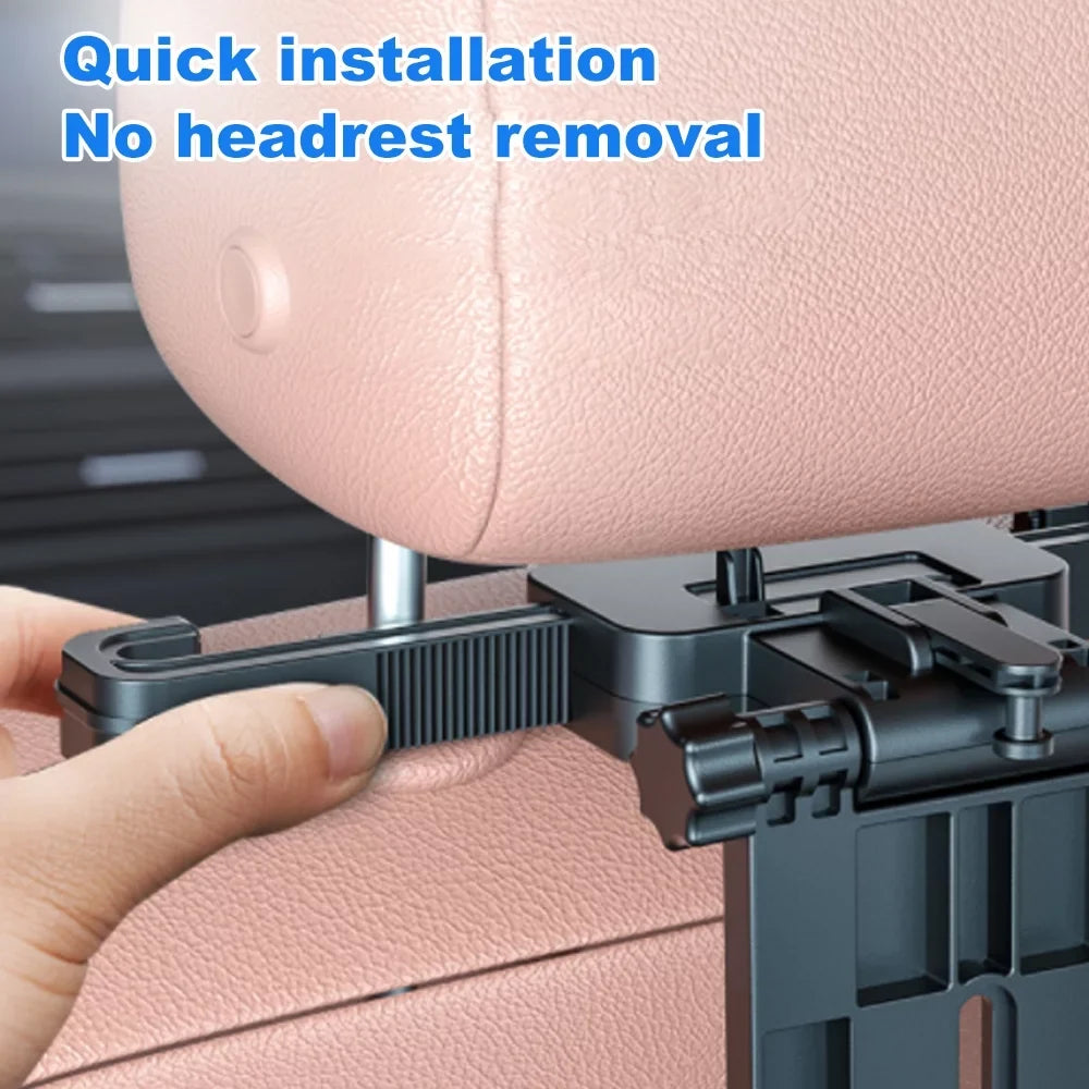 Aibecy Adjustable Car Sizeeat Travel Table Multifunctional Foldable Car Back Sizeeat Food Tray, Car Table with Phone Holder for Working, Writing, Eating Black