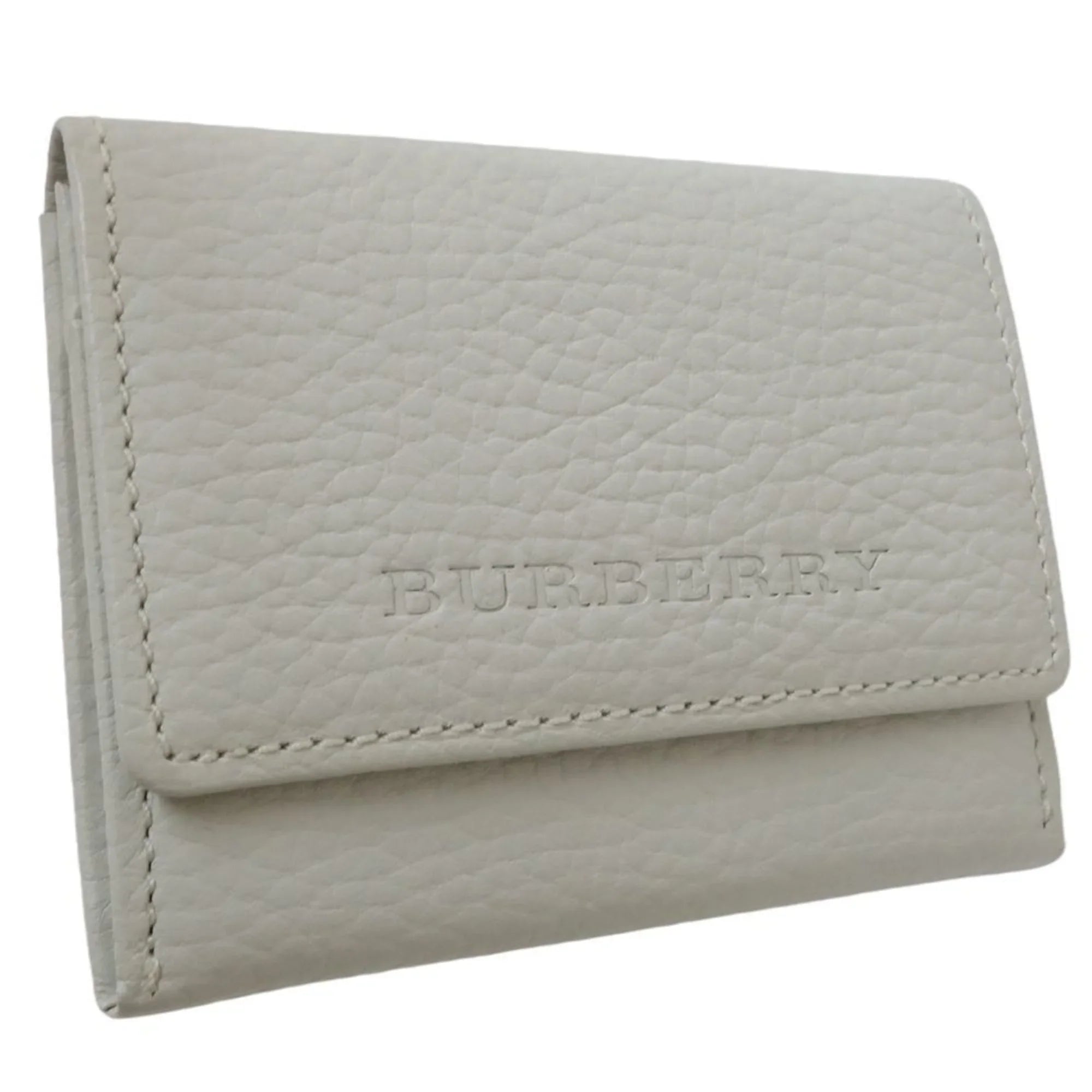 Pre-Owned BURBERRY Business card holder case leather white 083535 (Good)