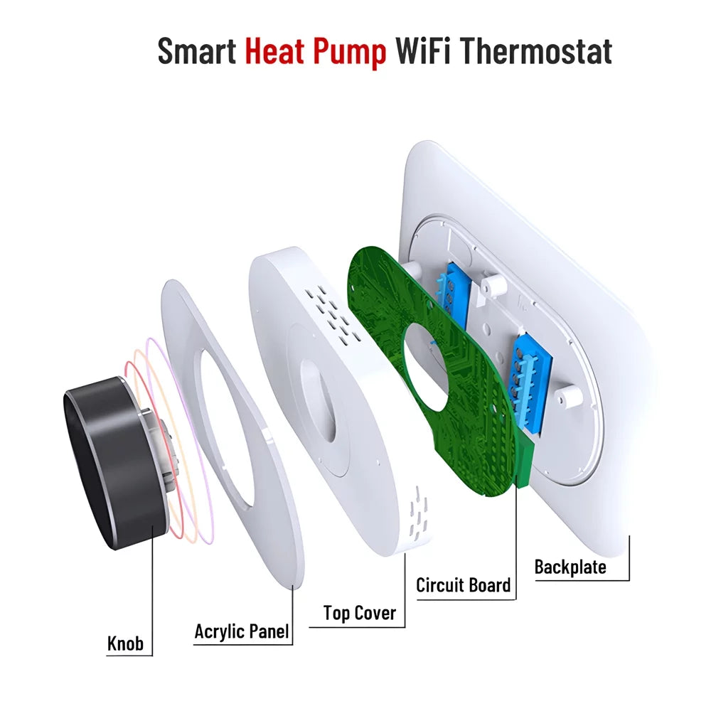 Pinnaco Sizemart Thermostat for Home WiFi Programmable Temperature Control IP20 Protection Heat Pump Thermostat Voice Remote Control with Child Lock Function