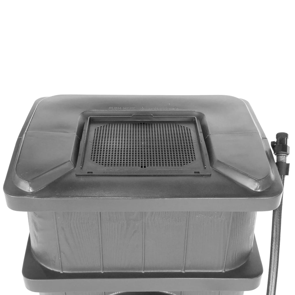 FCMP Outdoor WG4000-GRY Home Outdoor Wood Grain Rain Water Catcher Barrel