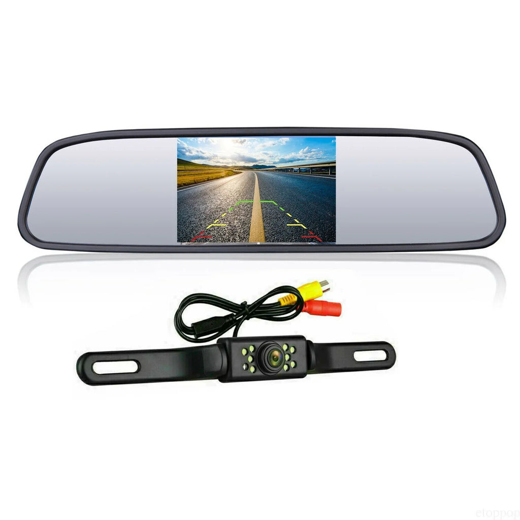 4.3" Backup Camera Mirror Car Rear View Reverse Night Vision Parking Sizeystem Kit