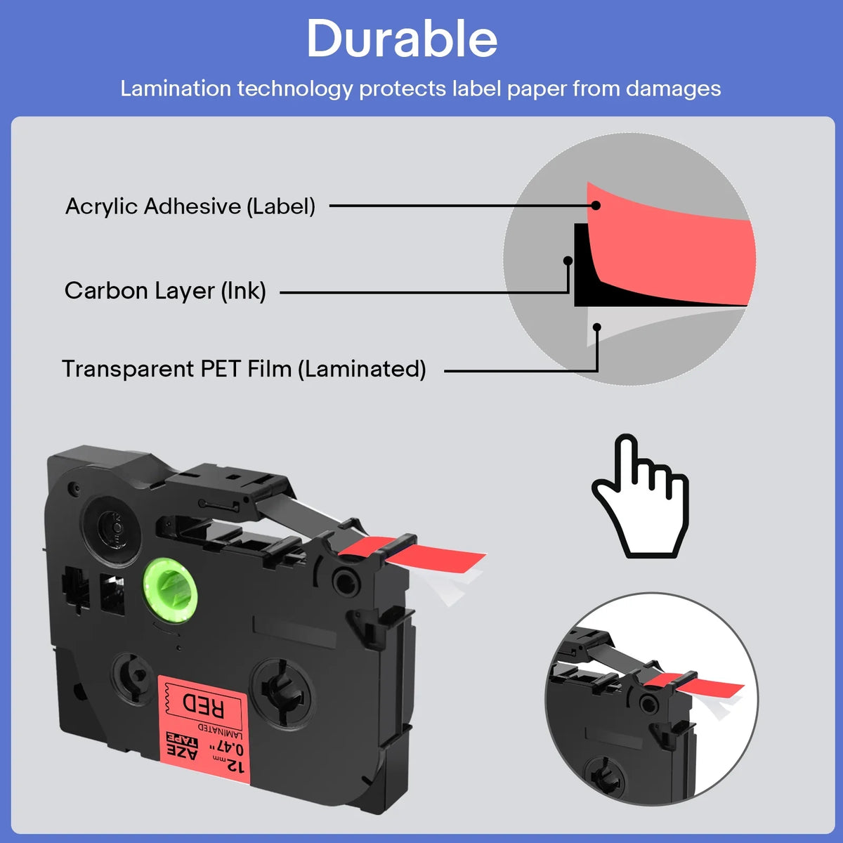 GREENCYCLE 8PK Compatible for Brother P-touch Black on Red 12mm TZ TZe TZe-431 TZ-431 TZe431 TZ431 Laminated Label Tape