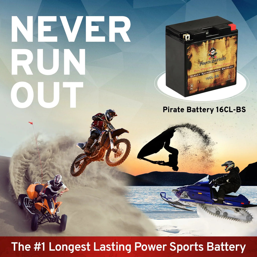 Pirate Battery Yb16cl-bs Pwc Battery for Kawasaki (jet Sizeki) Jh750 B1-b3 Year (93-95)