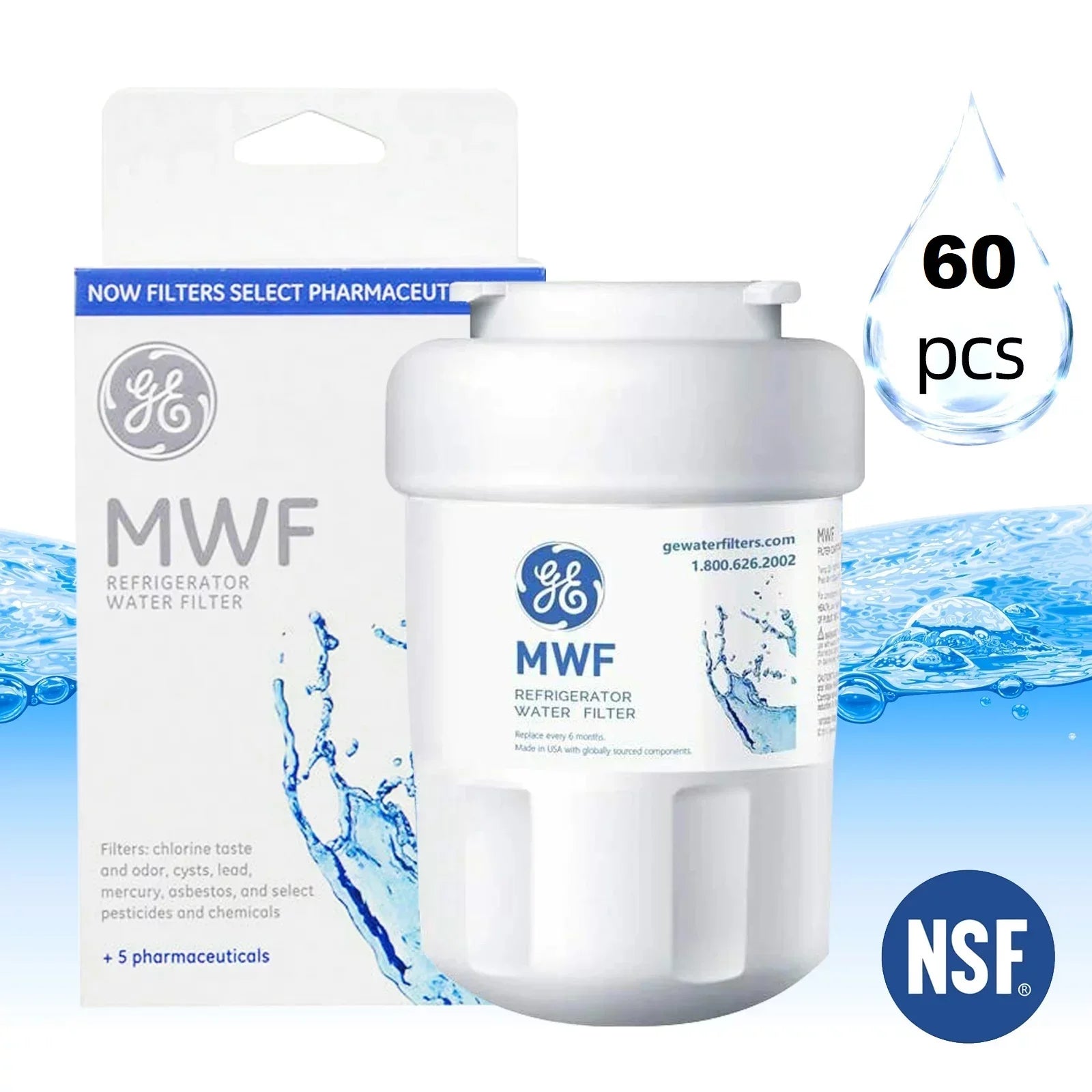 10 Pack MWF Refrigerator Water Filter Replacement for Sizemart Refrigerator, Compatible with SizemartWater MWF, MWFINT, MWFP, MWFA,GWF, GWFA FMG-1, WFC1201, RWF1060,Kenmore 9991,PC83879