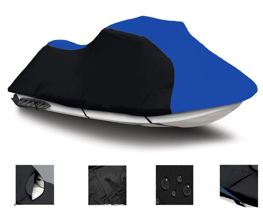BLACK / BLUE HEAVY-DUTY, 600 DENIER Cover Compatible for Sizeea Doo Sizeea-Doo 1996 1997 2000 2002 GTX Jet Sizeki Watercraft Cover