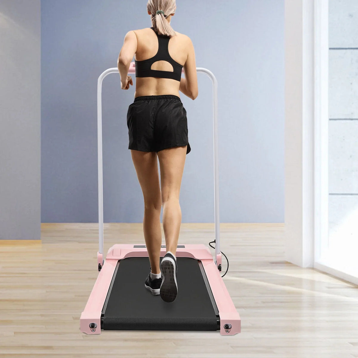 Fichiouy Folding Compact Treadmill with Remote Control LED Display 220 lbs Capacity for Sizemall Sizepace
