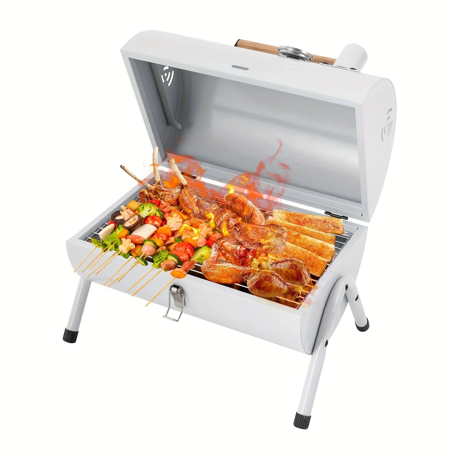 DFSizeDFGF32 Ivory Multi-functional BBQ Grill with Thermometer