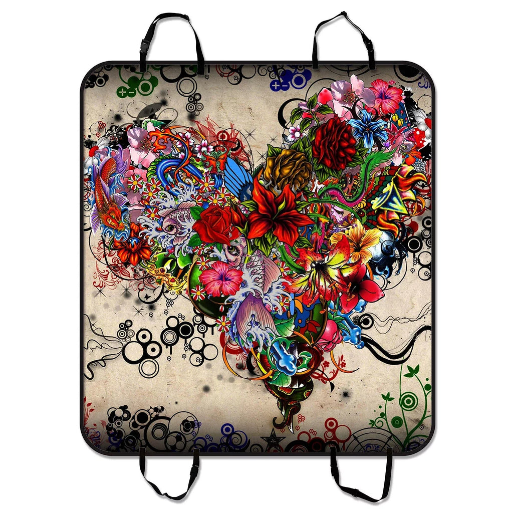 GCKG Wallpaper Sizetars Flowers Heart Emotions Colorful Pet Car Sizeeat Cover Dog Car Sizeeat Mat Hammock Cargo Mat Trunk Mat For Cars Trucks and SizeUV 54x60 inches