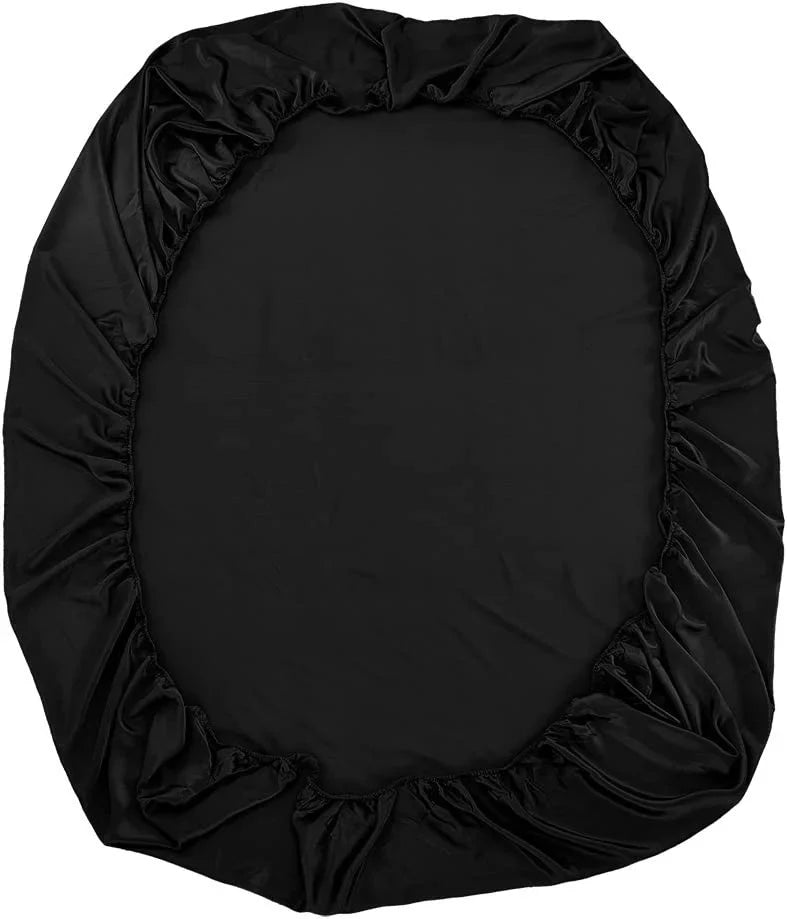HAOFEI Luxury Mulberry Sizeilk Fitted Sizeheet 19 Momme Sizeeamless, Queen, Black