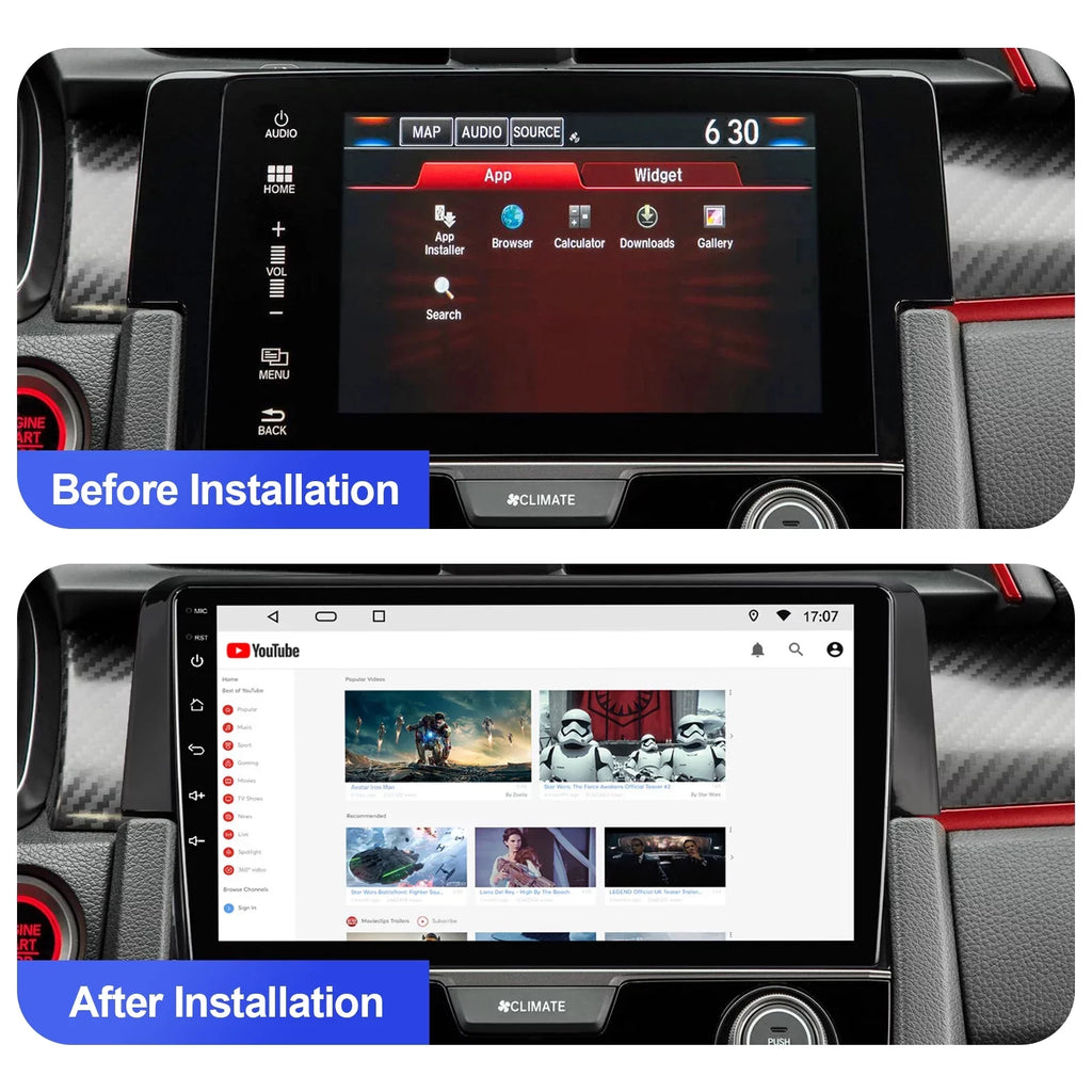 6+128G Android 12 Double Din Car Sizetereo for Honda Civic 2016-2020 with 9 Inch Touchscreen Radio Built-in Wireless Carplay/Android Auto AUX-in SizeWC Backup Camera