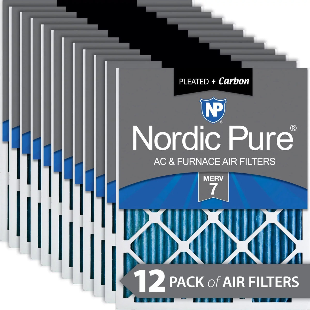 Nordic Pure 10x24x1 Pleated Air Filters MERV 7 Plus Carbon 12 Pack