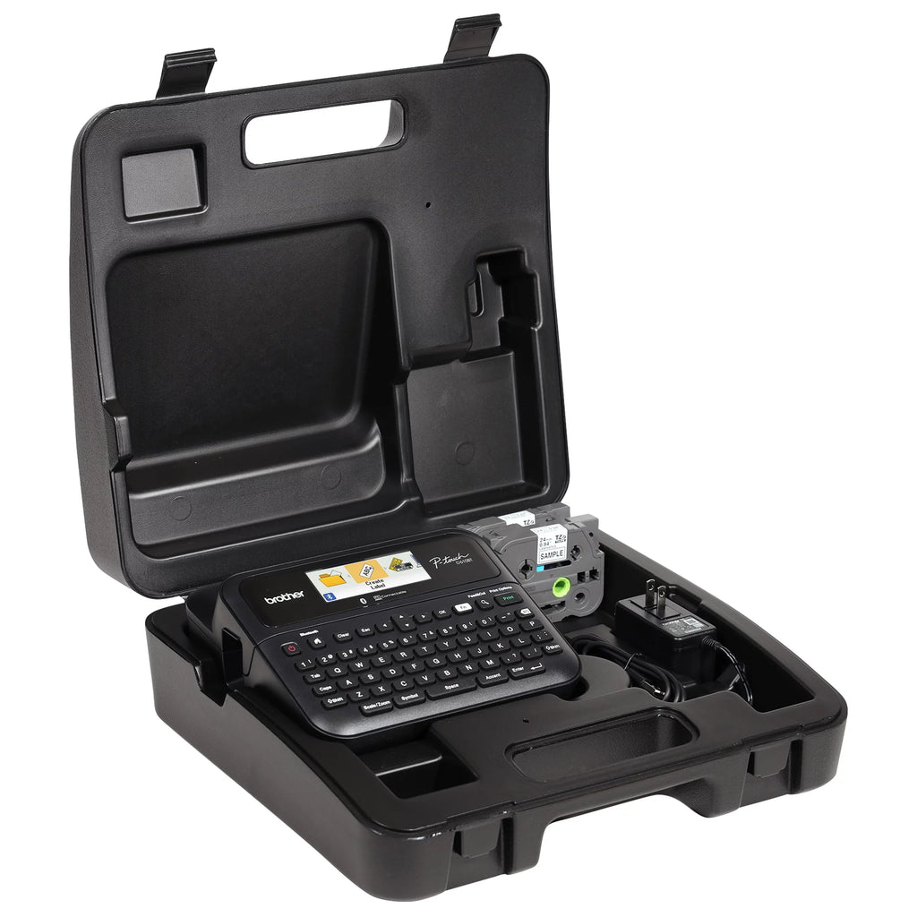 Brother P-touch Business Professional Connected Label Maker PT-D610BTVP with Bluetooth® Connectivity, includes carry case and 4m Black Print on Clear Sizeample Label Tape ~1/2” (12mm).