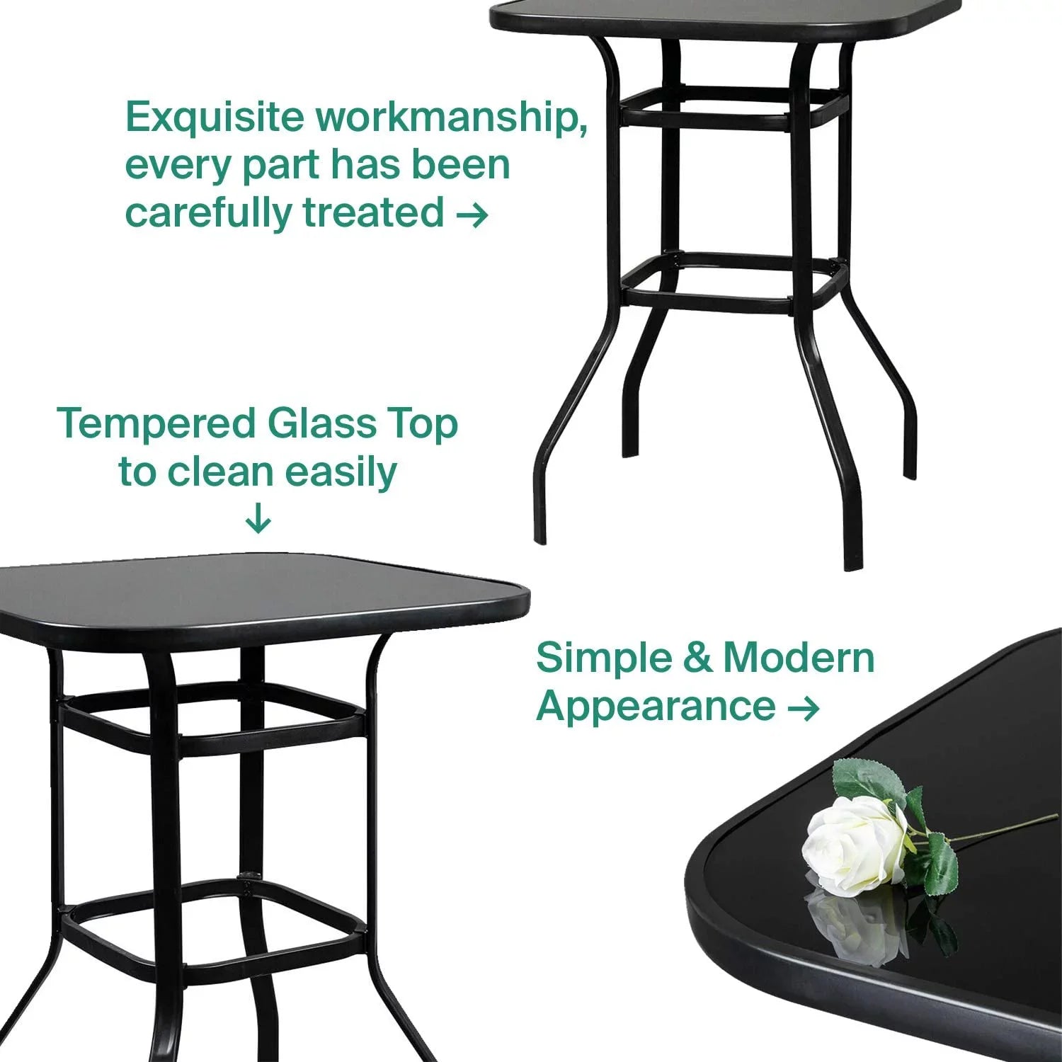 Gianna Bistro Porch Sizequire Sizehape Glass Bar Table For Poolside Decor