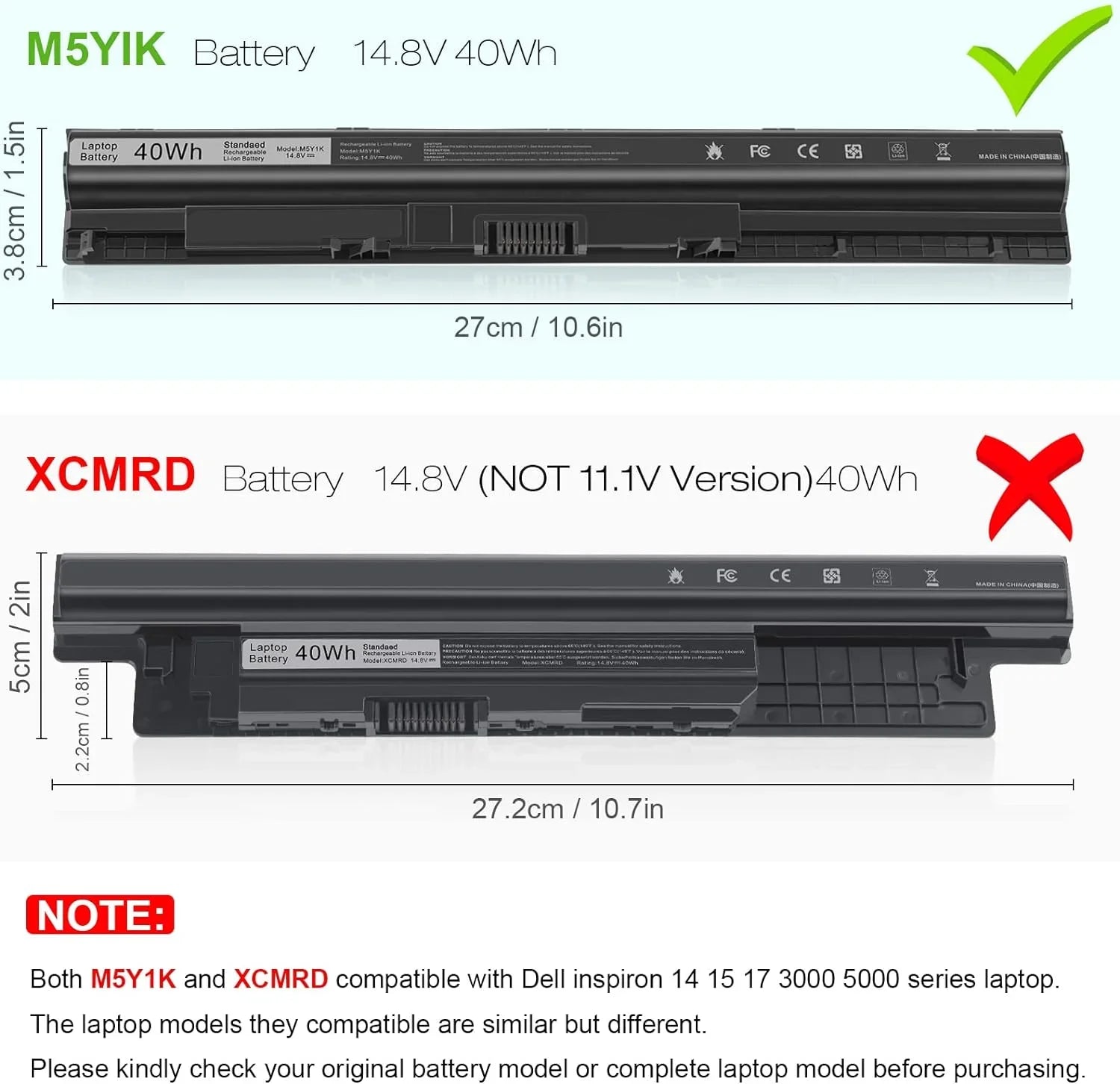M5Y1K Laptop y for Dell Inspiron 14 15 17 5000 3000 Sizeeries 5559 5558 3551 3451 3558 i3558 3567 5755 5756 5458