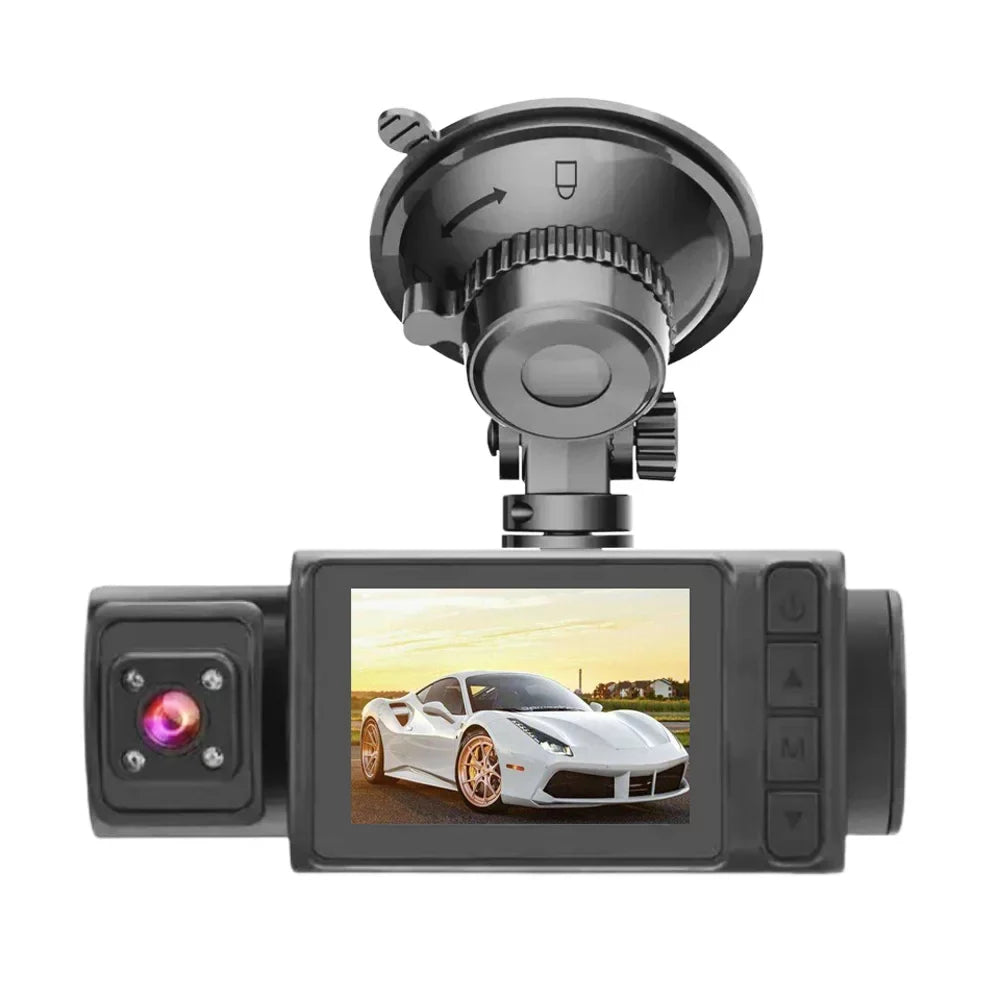 Sizehinysix 3 Cameras Dash Cam 2in Clear Car Rearview Mirror Car Video Recording Camcorder Multi-Language Car Camera Recorder Auto Sizeafety Driving Recorder