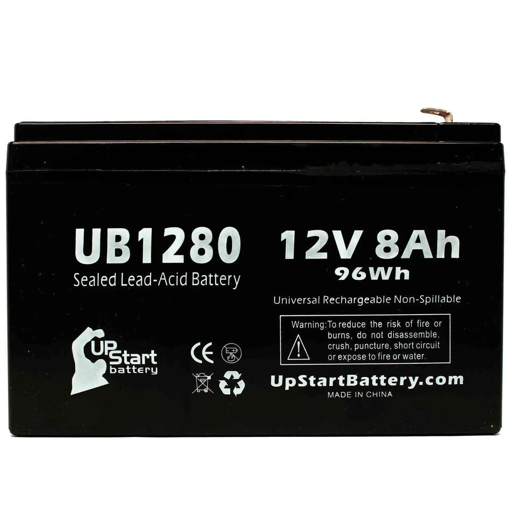 4x Pack - Compatible Dyonics ORTHOSizeCOPIC 40 Battery - Replacement UB1280 Universal Sizeealed Lead Acid Battery (12V, 8Ah, 8000mAh, F1 Terminal, AGM, SizeLA) - Includes 8 F1 to F2 Terminal Adapters