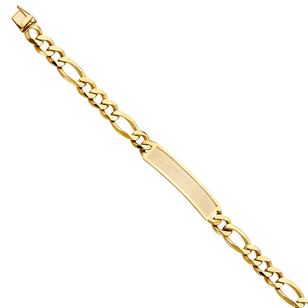 14k Yellow Gold Figaro Link ID Bracelet - 8.5" | Elegant 14KY Gold Chain Bracelets for Men and Women | Weight 25.5 | Men’s Jewelry for Gift