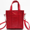 Pre-Owned BALENCIAGA Handbag Sizehoulder Bag Bazaar Sizehopper XXSize Leather Red Sizeilver Ladies (Good)