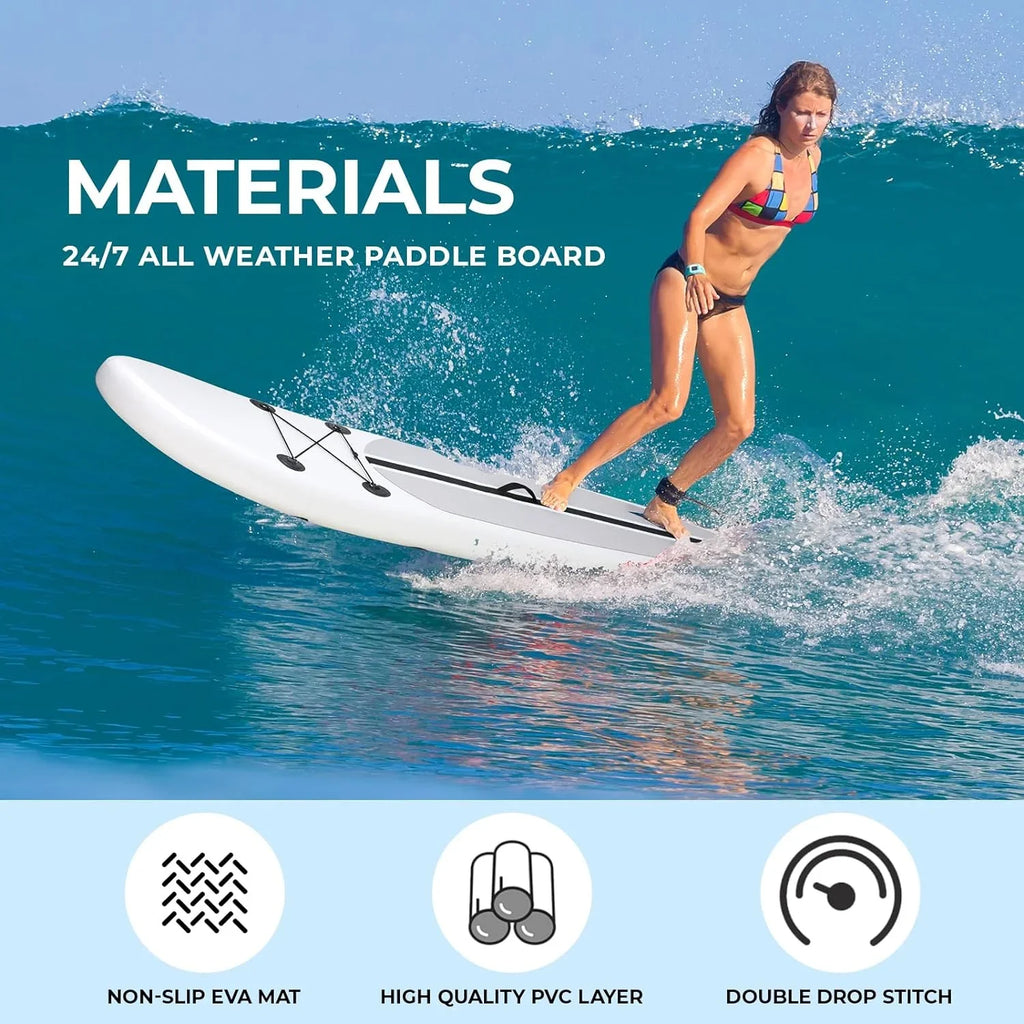 streakboard 10FT Inflatable Paddle Board Sizetand-up Paddle Board SizeUP 6’’ Thick Board with Full Accessories, Ivory