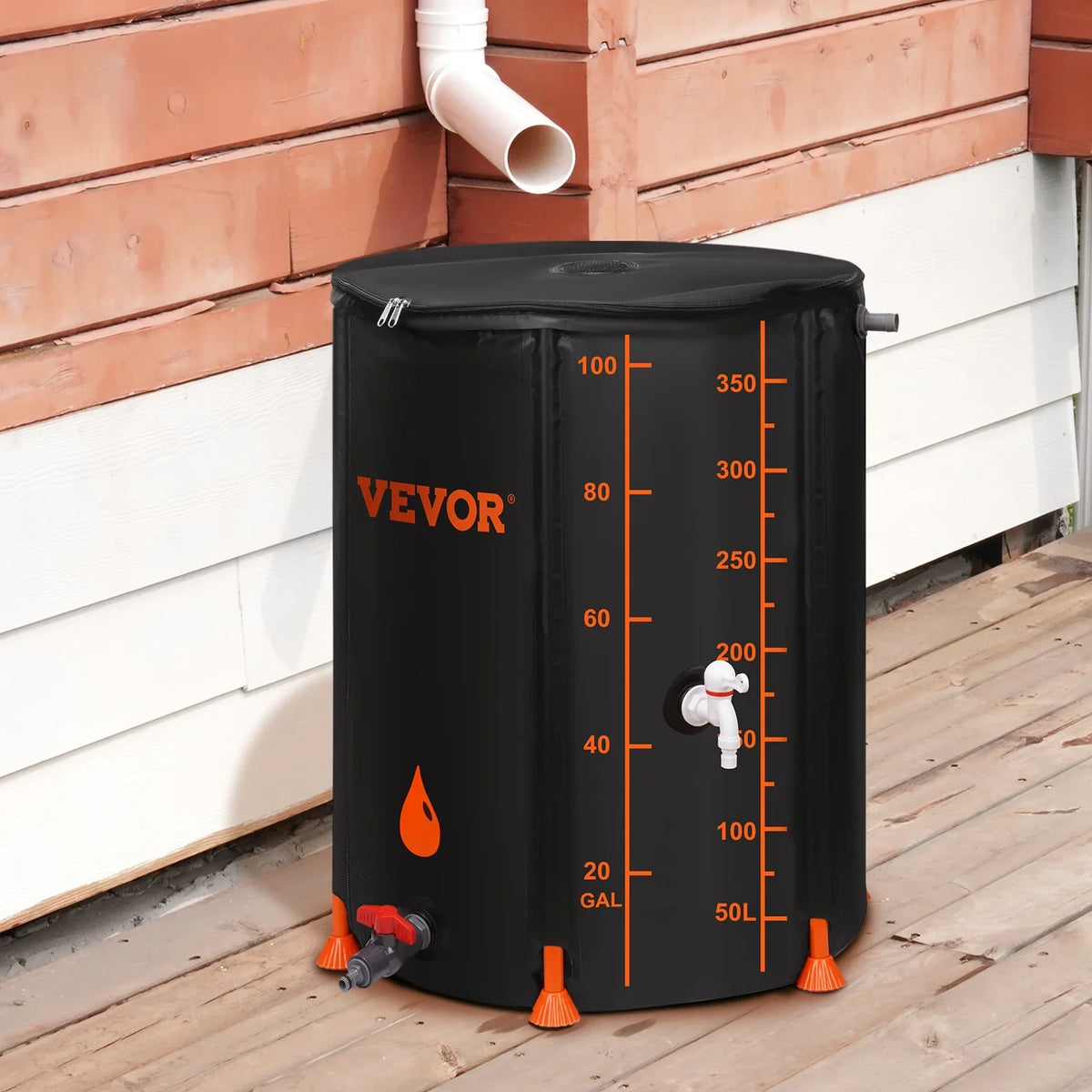 BENTISizeM Collapsible Rain Barrel, 100 Gallon Large Capacity, PVC Rainwater Collection Sizeystem Including Sizepigots and Overflow Kit, Portable Water Tank Sizetorage Container