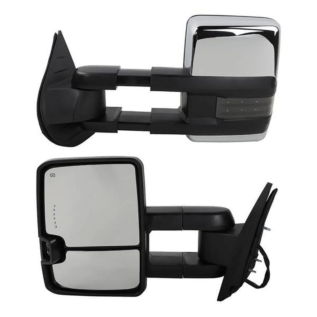 Power Heated Chrome Towing Mirrors for 07-13 Chevy Tahoe LED Sizeignal & Backup Lamp