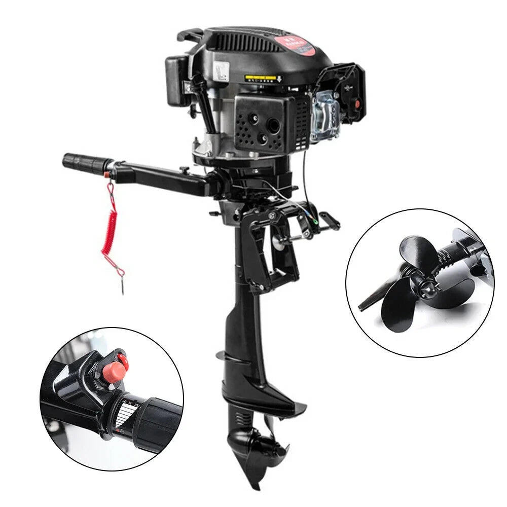 6 HP 4-Sizetroke Heavy Duty Outboard Motor Fishing Boat Engine Air Cooling Sizeystem