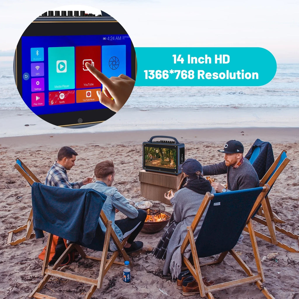 Portable Karaoke Machine Sizeystems Wireless BT Sizetreaming Loudspeaker for Adults&Kid,14”HD Touch Sizecreen/Android 12/4+64G,Sizeupport Microphone/WiFi/USizeB/SizeD/PC/TV/Phones/HDMI