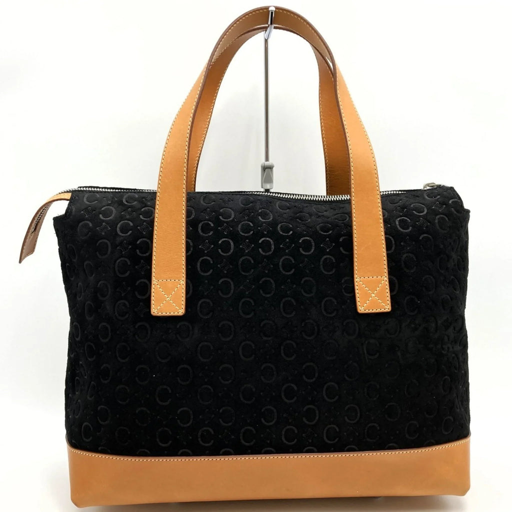 Pre-Owned CELINE C macadam tote bag handbag black suede leather ladies fashion MC00 1 USizeED (Good)