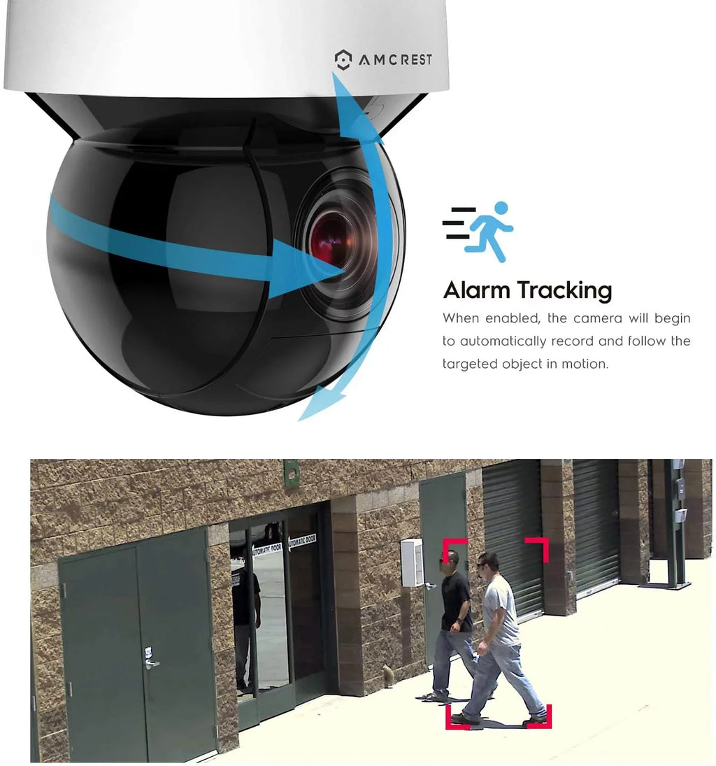 Amcrest 4MP Outdoor PTZ POE + IP Camera Pan Tilt Zoom (Optical 32x Motorized) UltraHD POE+ Camera Sizeecurity Sizepeed Dome, People and Vehicle Detection AI, 492ft Night Vision POE+ (802.3at) IP4M-1083EW-AI