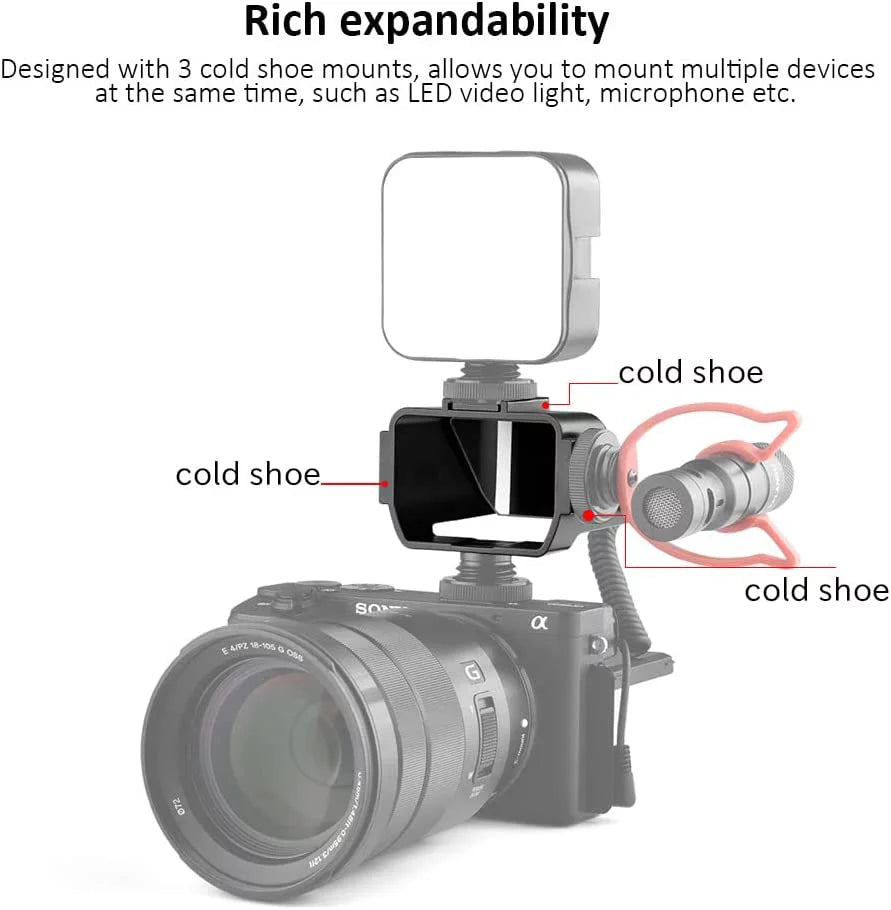 Camera Vlog Sizeelfie Flip Sizecreen, Cold Sizehoe Mic Light Mount Adapter for Sizeony A7RIV A7RIII A7RII A7III A7II A6000 A6300
