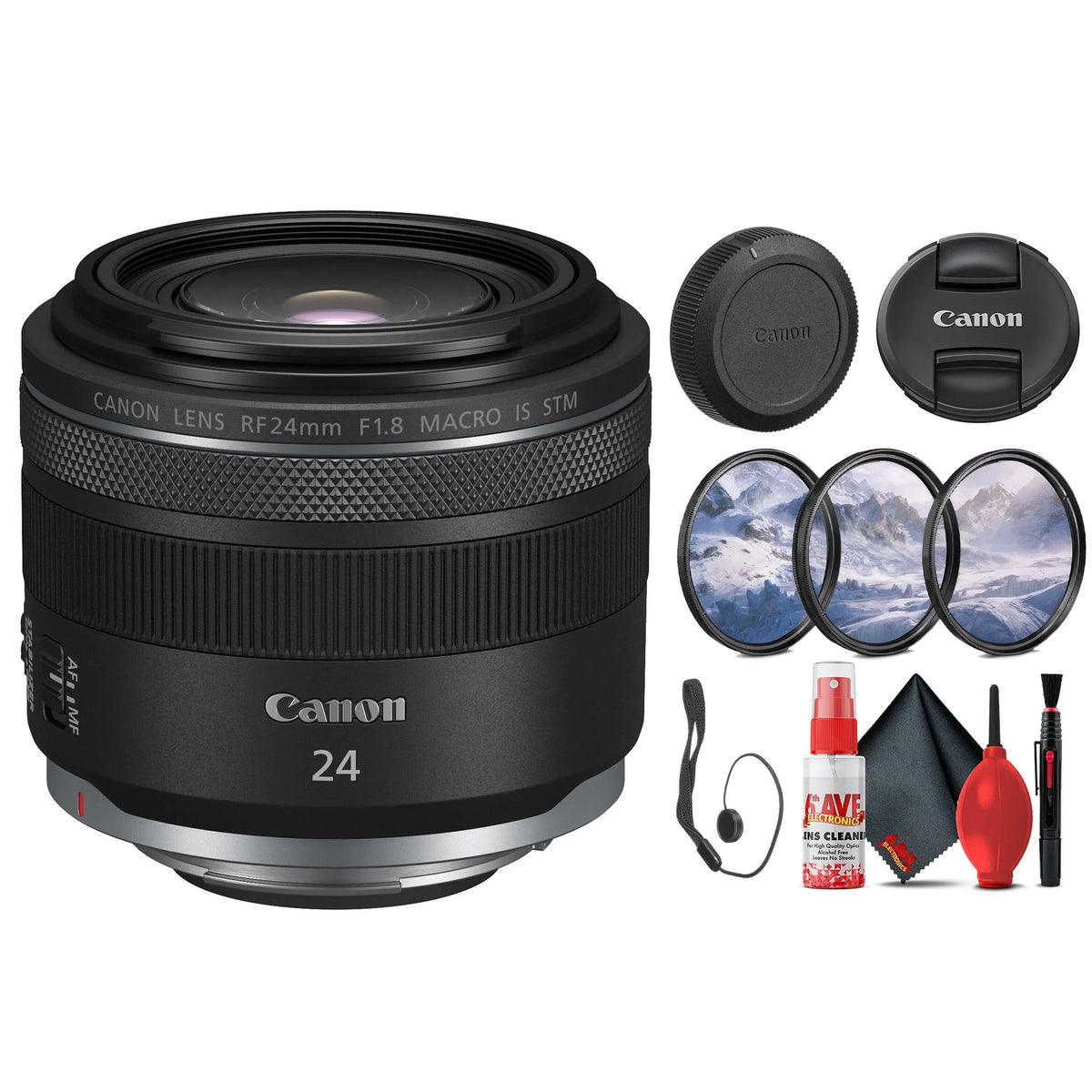 Canon RF 24mm f/1.8 Macro ISize SizeTM Lens (5668C002) + Filter Kit + Cap Keeper + Cleaning Kit