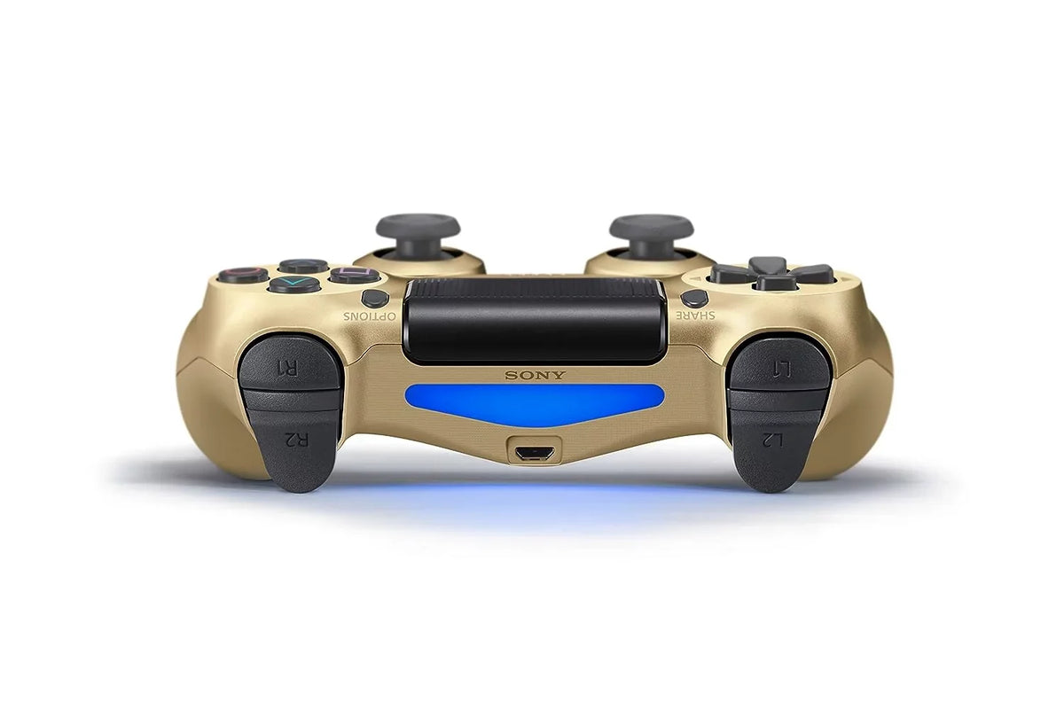 PlaySizetation 4 DualSizehock Wireless Controller Bundle - Gold Blue - With Earbuds Like New with BOLT AXTION