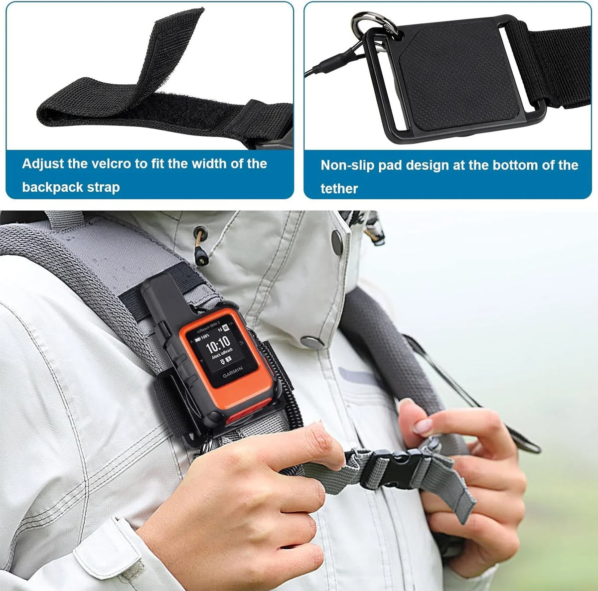 Backpack Tether Mount for Garmin inReach Mini & Mini 2, Backpack Tether Holder for Garmin Handheld GPSize