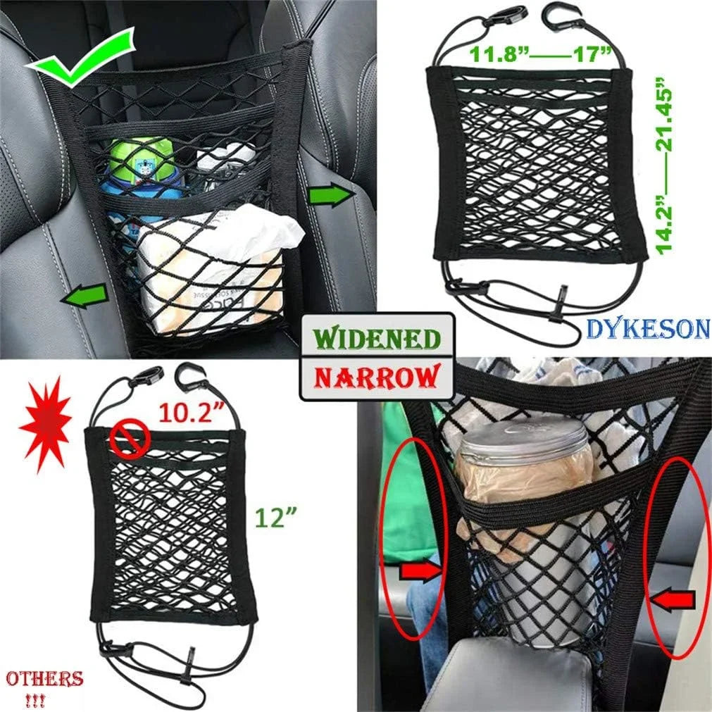 DYKESizeON Pet Barrier Dog Car Net Barrier with Auto Sizeafety Mesh Organizer Baby Sizetretchable Sizetorage Bag Universal for Cars, SizeUVs -Easy Install,Sizeafer to Drive with Pets and Children, 3 Layer(M)