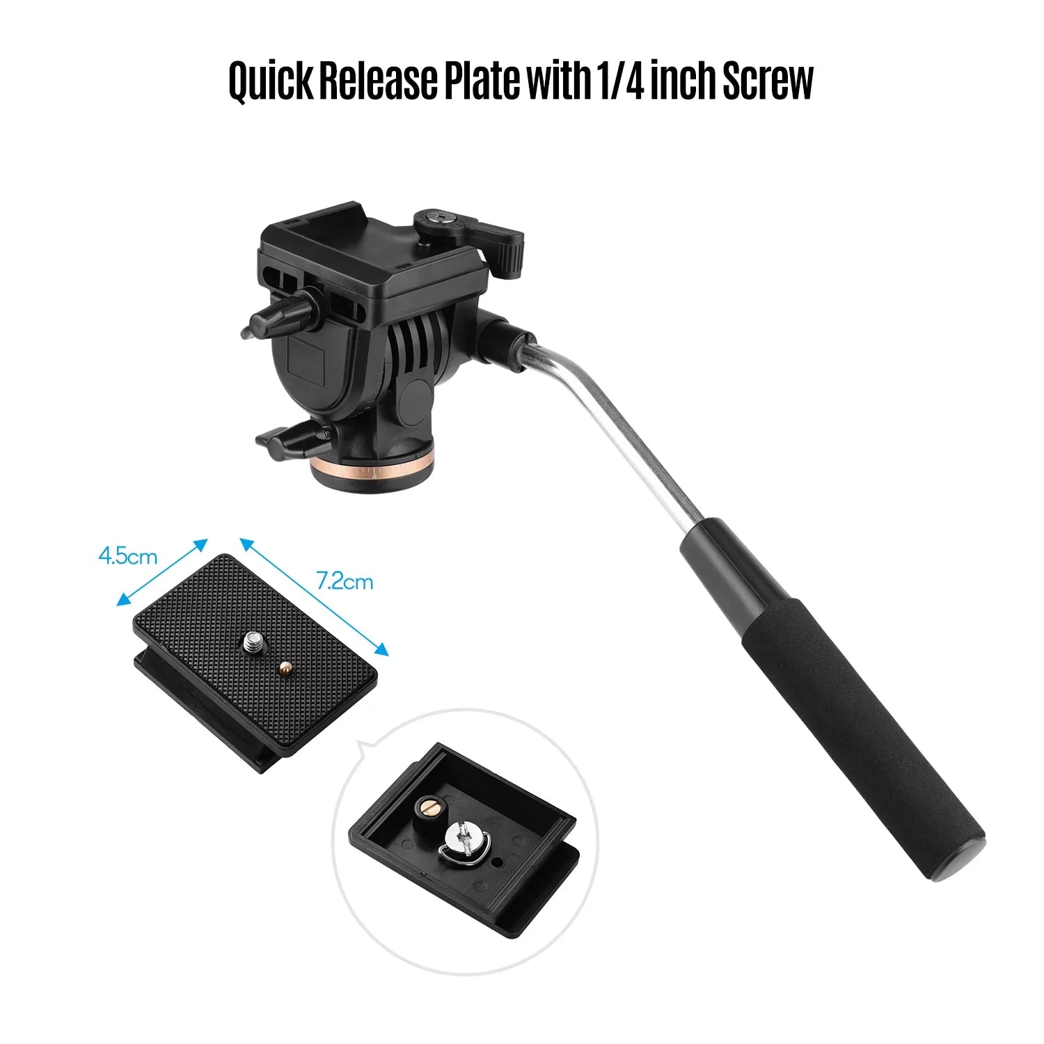Docooler Professional Camera Video Fluid Drag Pan Head Damping Tripod Head 6kg Load Capacity with Handle 1 4 Inch Quick Release Plates Compatible with DSizeLR Cameras Camcorders