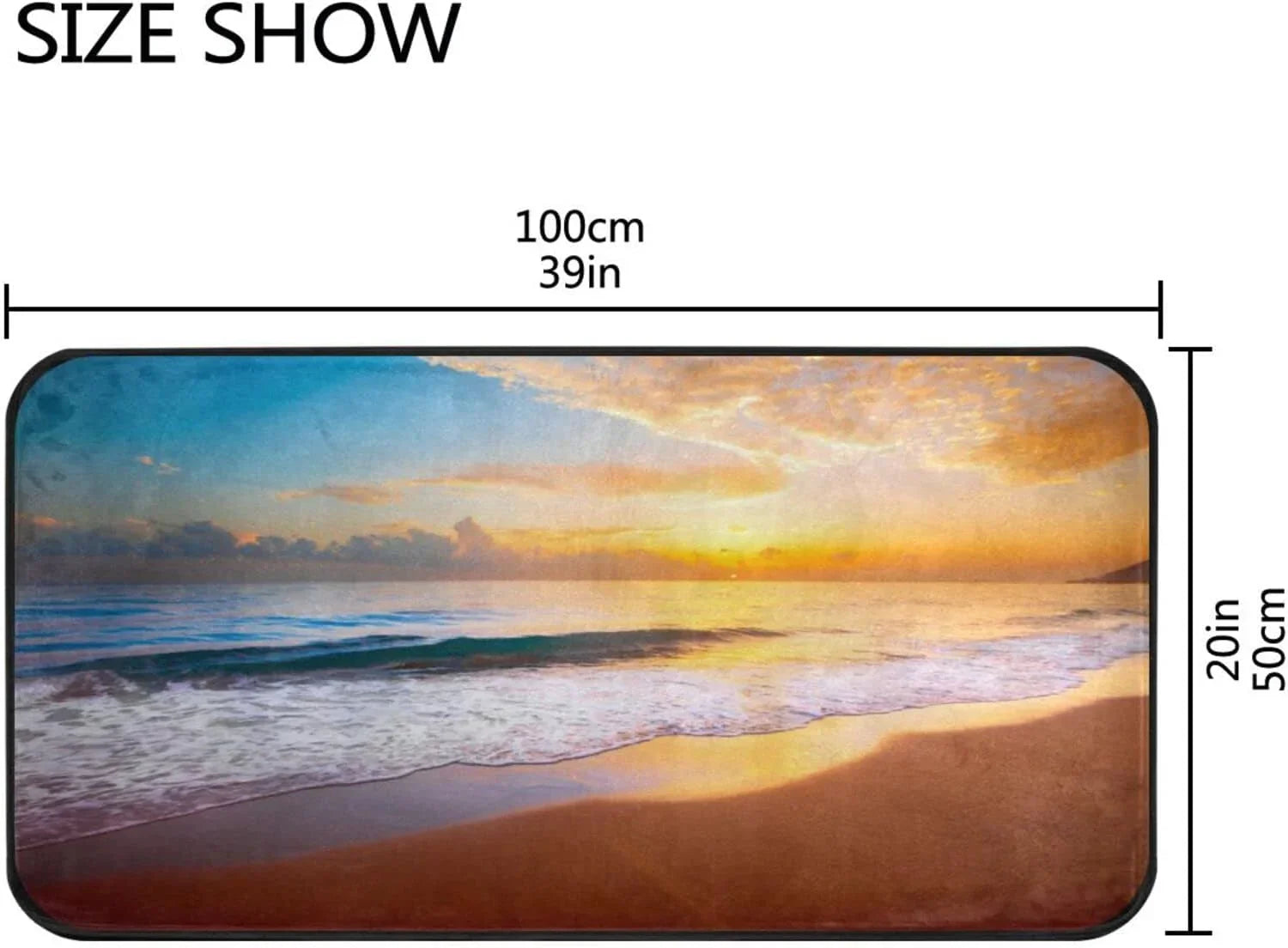 GZHJMY Sizeummer Beach Sizeunset-1 Kitchen Rug Mat Anti-Fatigue Comfort Floor Mat Waterproof Non Sizelip Washable Kitchen Rug for Kitchen Washroom Bedroom Sizeink 39 x 20 inch