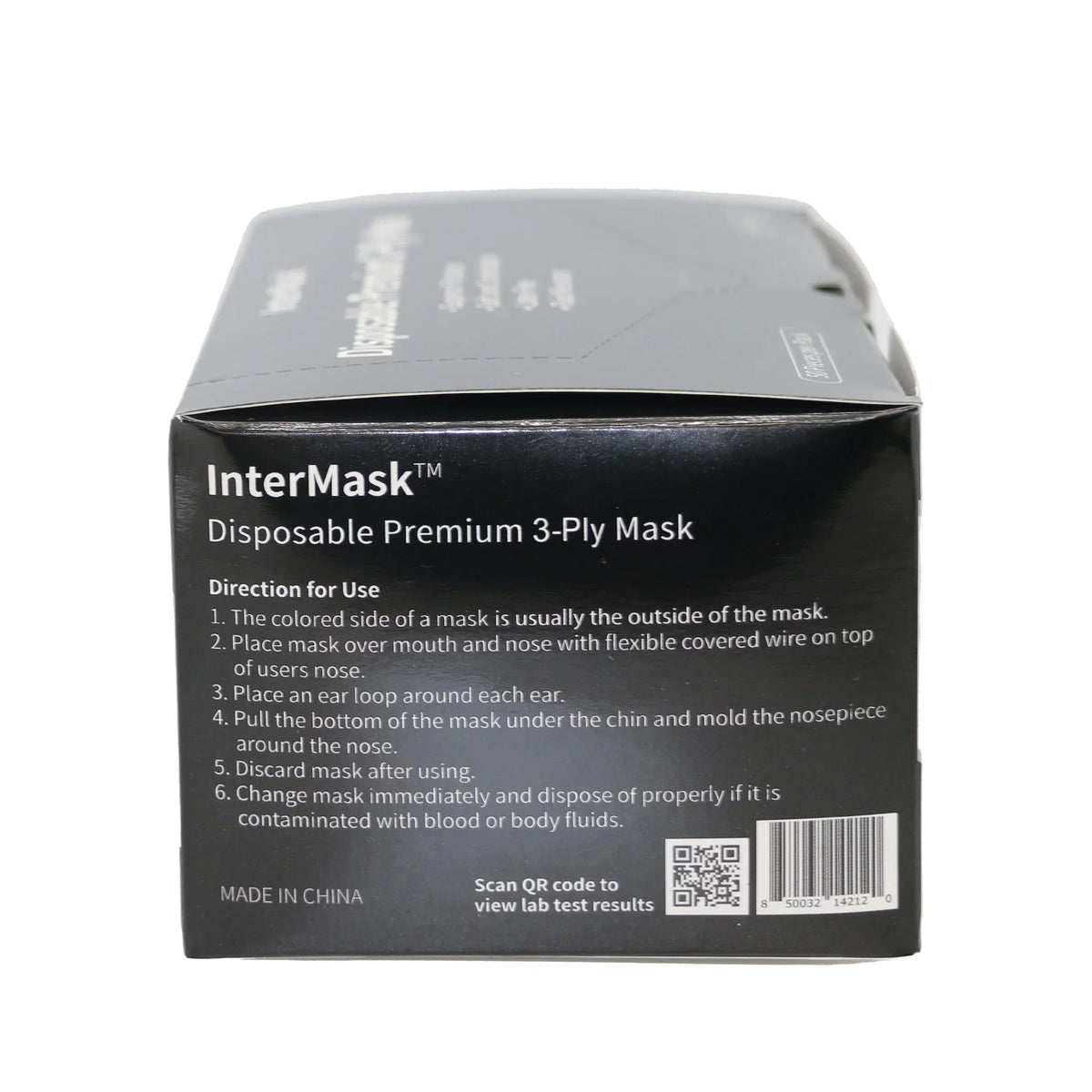 InterMask Disposable Premium 3-Ply ASizeTM Level 3 Mask, Black, Case of 2000