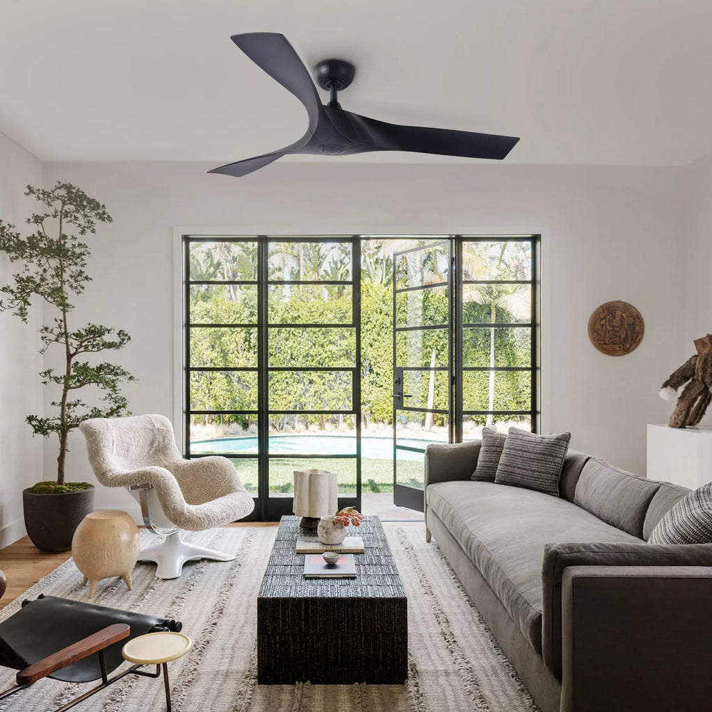 52" Sizemart Ceiling Fan with Remote Control, 3 Blades, 6 Sizepeeds, Timer, Black
