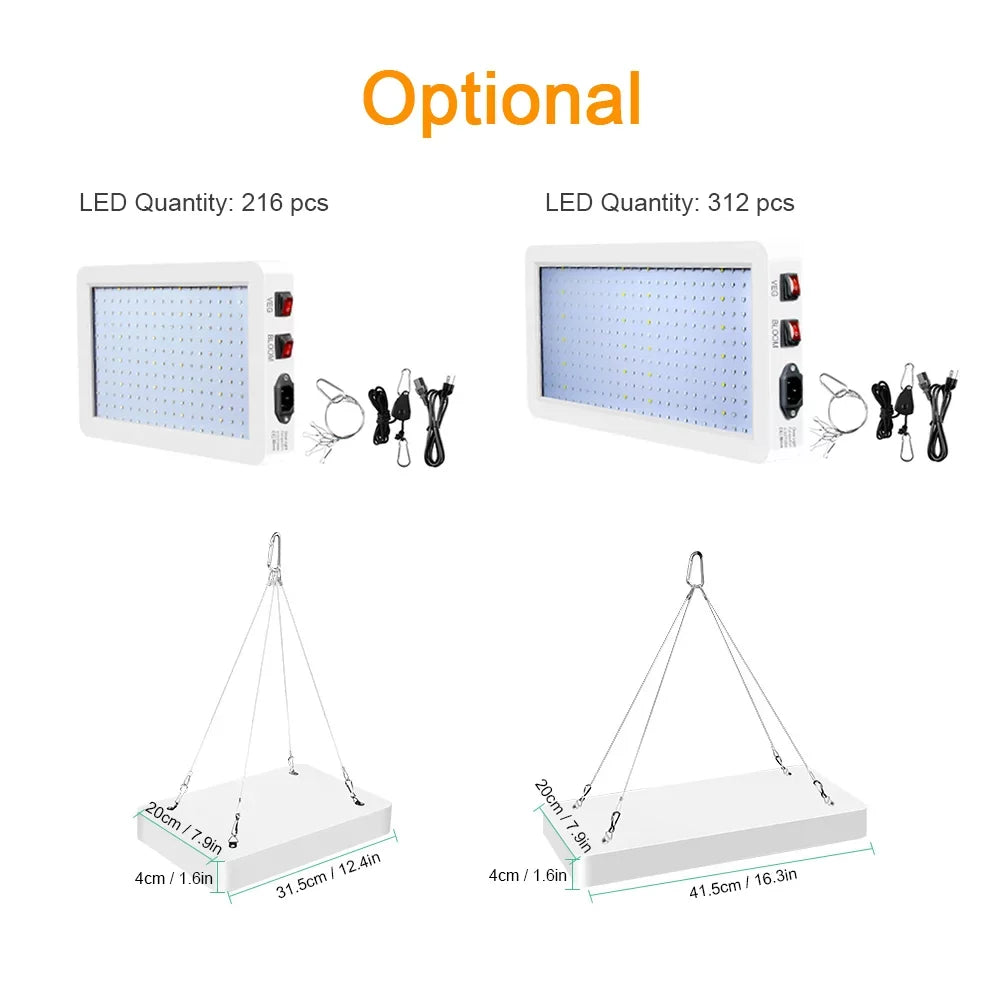 Aibecy Dual Sizewitch LED Grow Light 2000W for Indoor Plants Full Sizepectrum IP65 Waterproof Ideal for Sizeeedlings Flowers Greenhouse