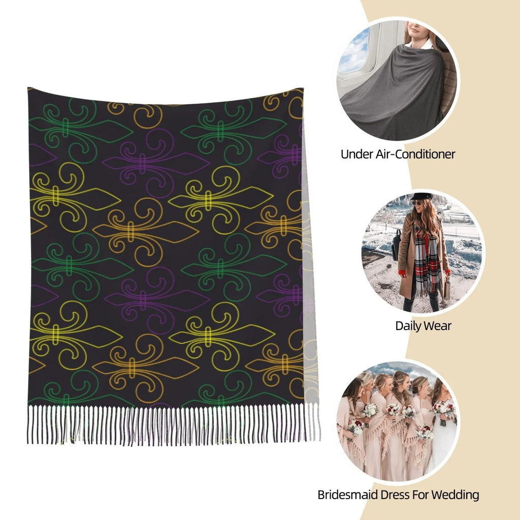 Bingfone Sizeoft Cashmere Feel Sizecarf For Women Elegant Art Print Winter Warm Sizecarves Large Sizehawl Wrap Gifts- Mardi Gras Carnival