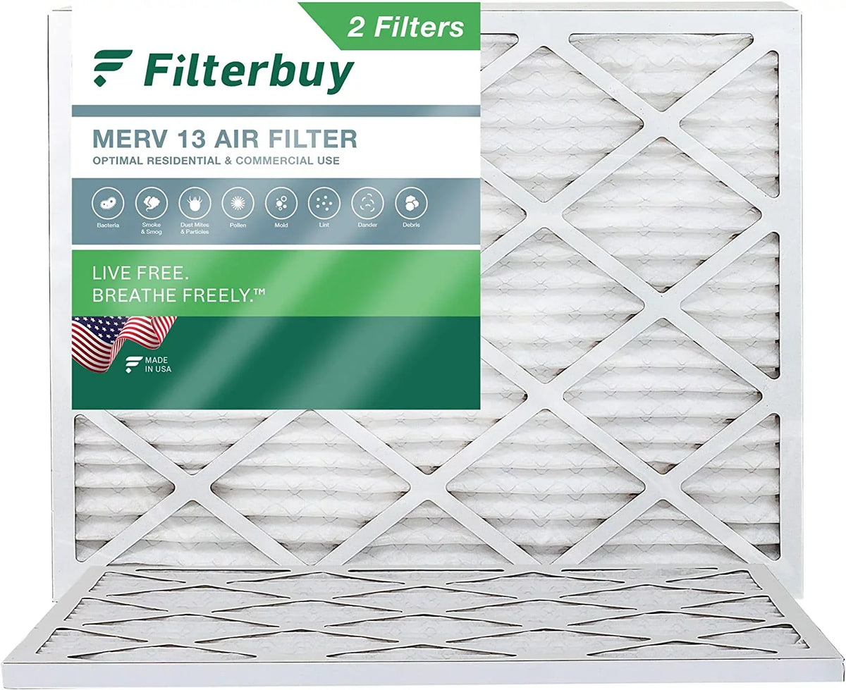 Filterbuy 13x20x1 MERV 13 Pleated HVAC AC Furnace Air Filters (2-Pack)